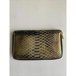 Authentic Tom Ford Metallic Python Zip Around Wallet Clutch